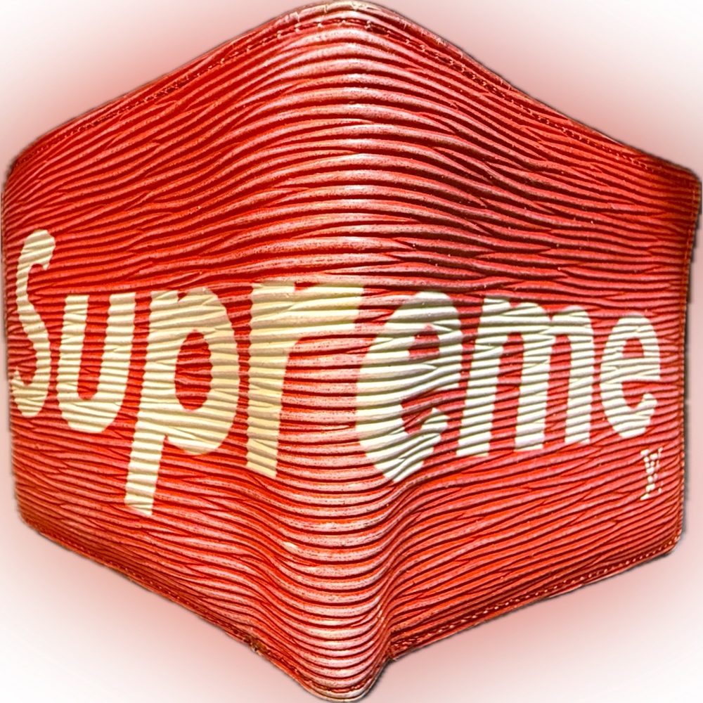 Red Bifold Wallet Styled in Louis Vuitton x Supreme